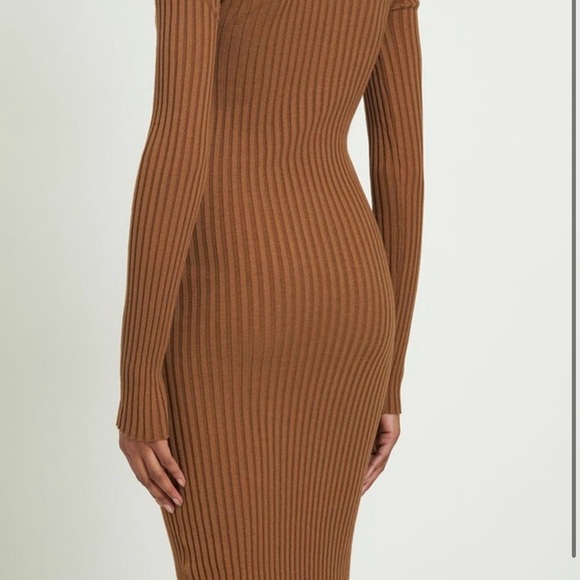 New Anine Bing Dress Medium Womens Victoria Turtleneck Shoulder Cut Out Midi L - Picture 5 of 9